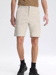 Men's apricot lightweight casual shorts with pockets.