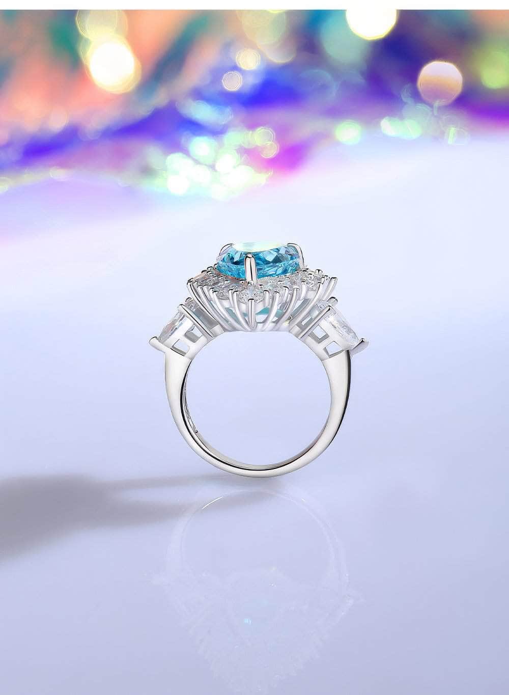 925 Sterling Silver Halo Pear Diamante Lab Grown Diamond Gemstone Ring