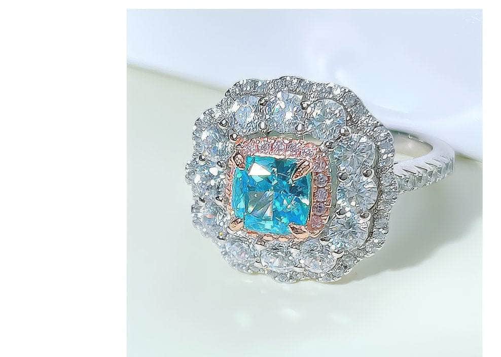 925 Sterling Silver Multistone Paved Lab Grown Diamond Gemstone Floral Decor Ring