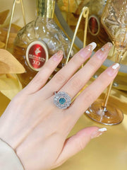925 Sterling Silver Multistone Paved Lab Grown Diamond Gemstone Floral Decor Ring