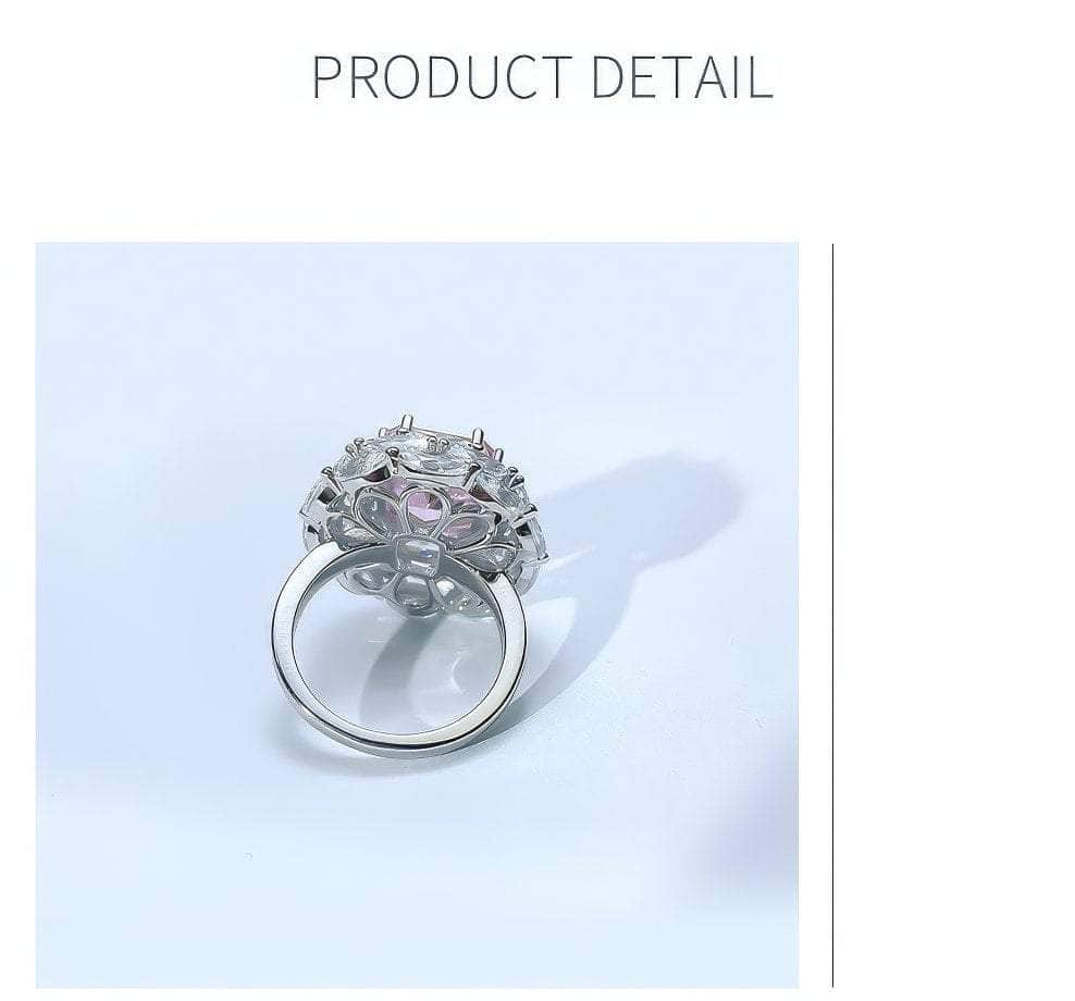 925 Sterling Silver Prong Setting Lab Diamond Pink Sapphire Emerald Cut Ring
