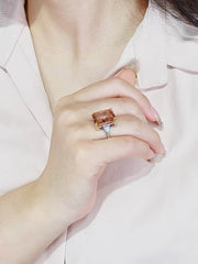 925 Sterling Silver Ring with Pink Stone