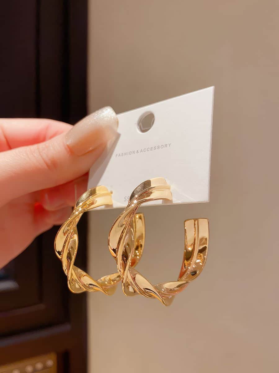 9ct Gold Tone Twisted Hoop Earrings