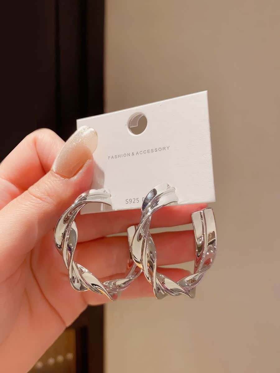 9ct Gold Tone Twisted Hoop Earrings