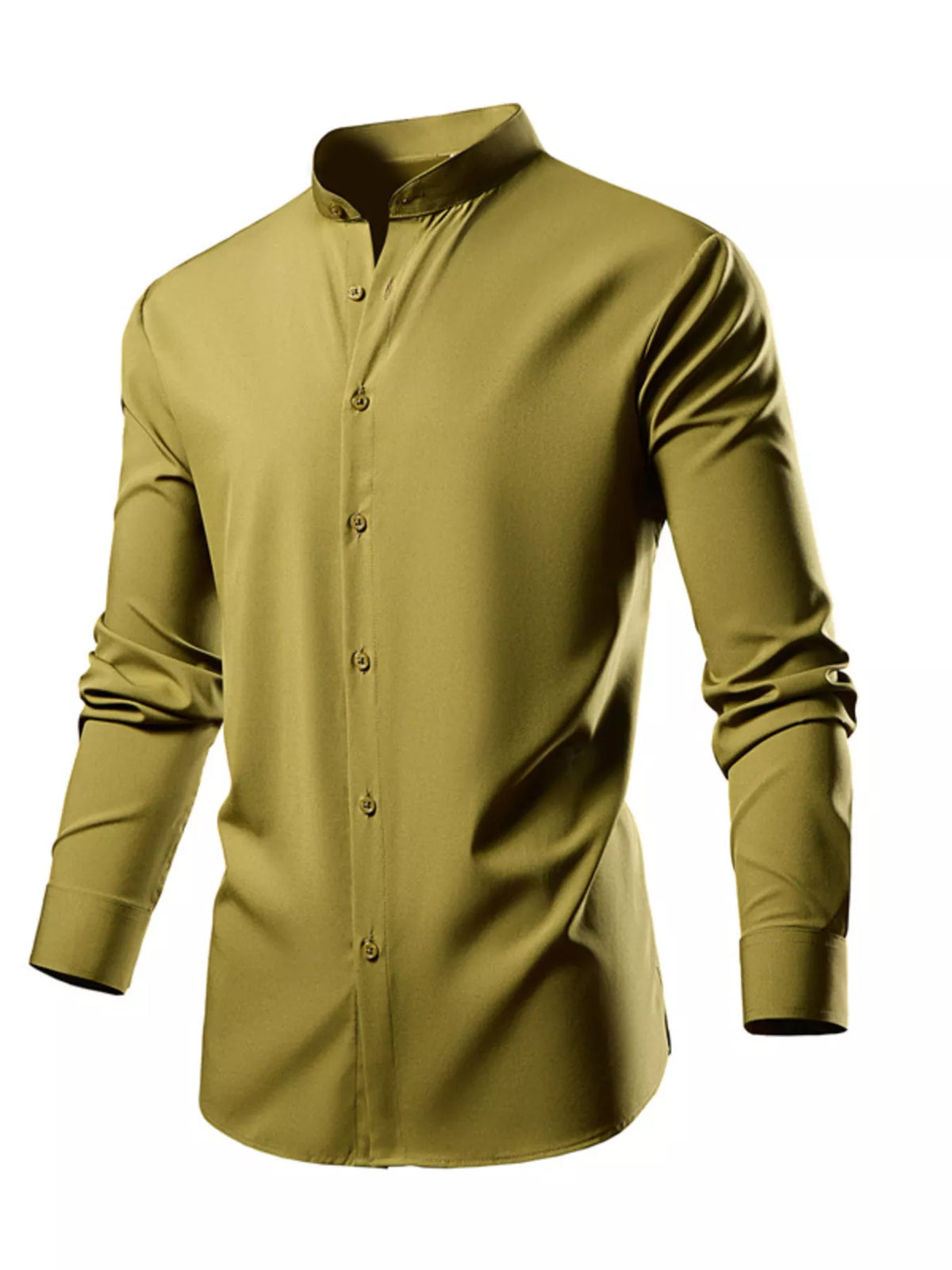 Men's long-sleeve button-up shirt with seam detailing and slight stretch.