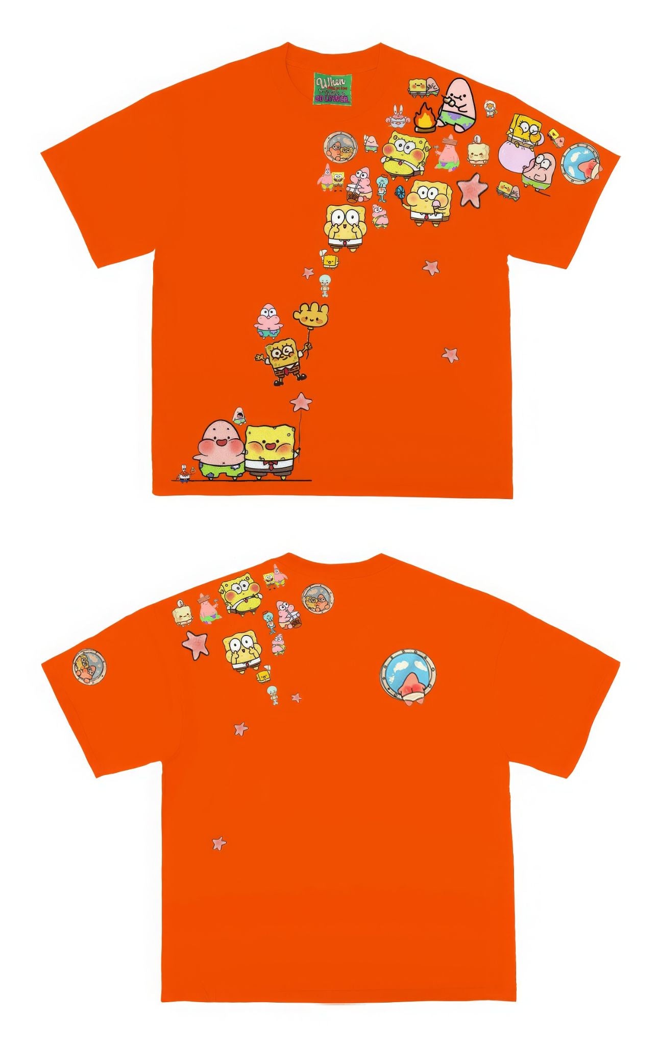 Abstract Sponge Characters Graphic T-Shirt