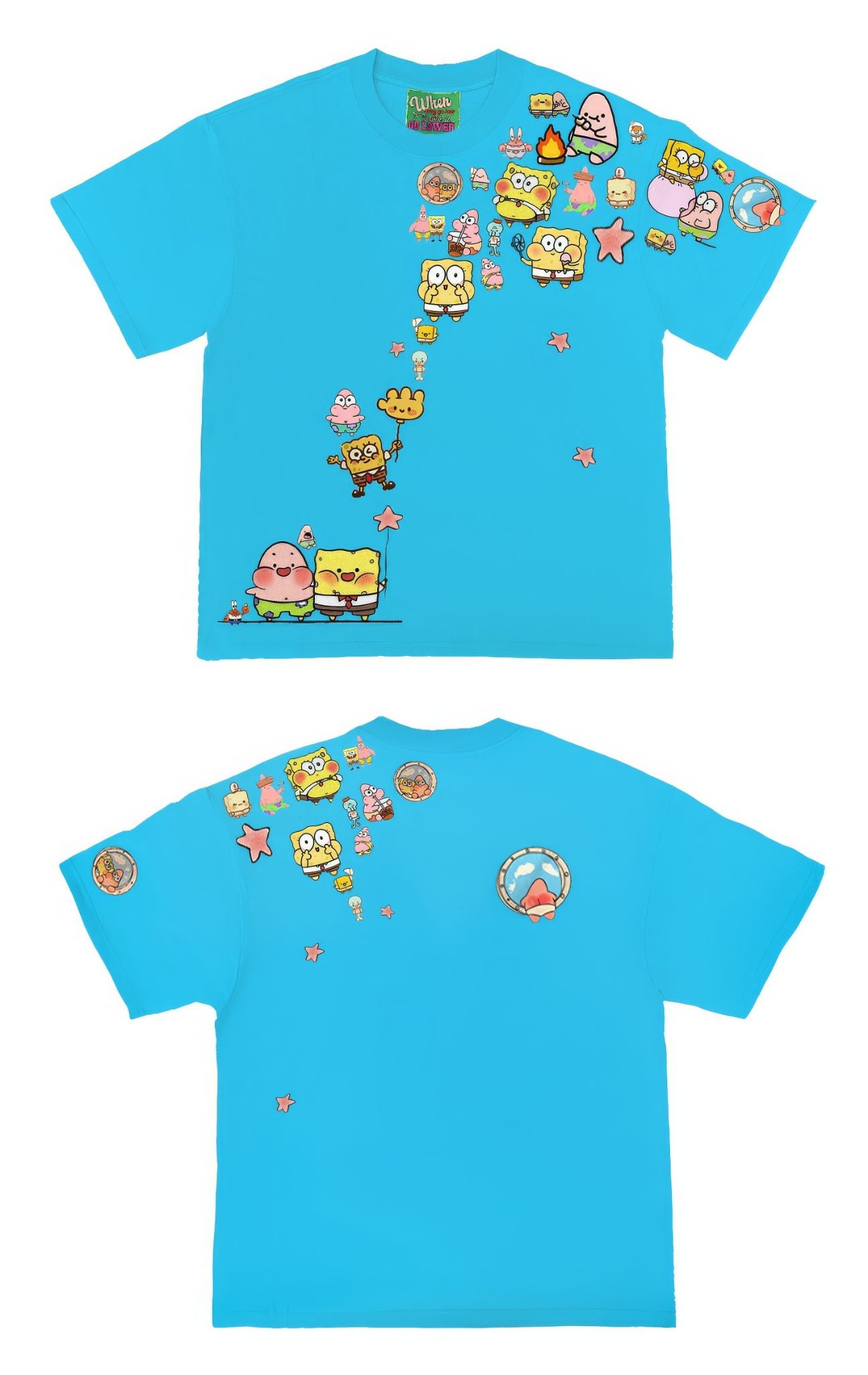 Abstract Sponge Characters Graphic T-Shirt