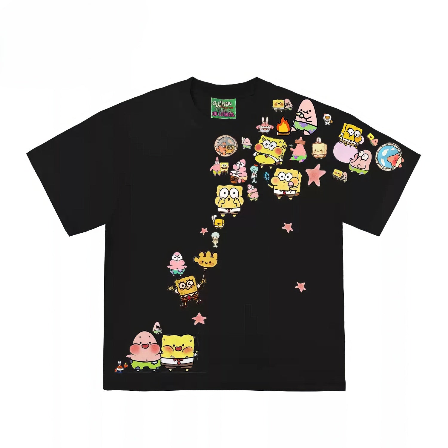 Abstract Sponge Characters Graphic T-Shirt