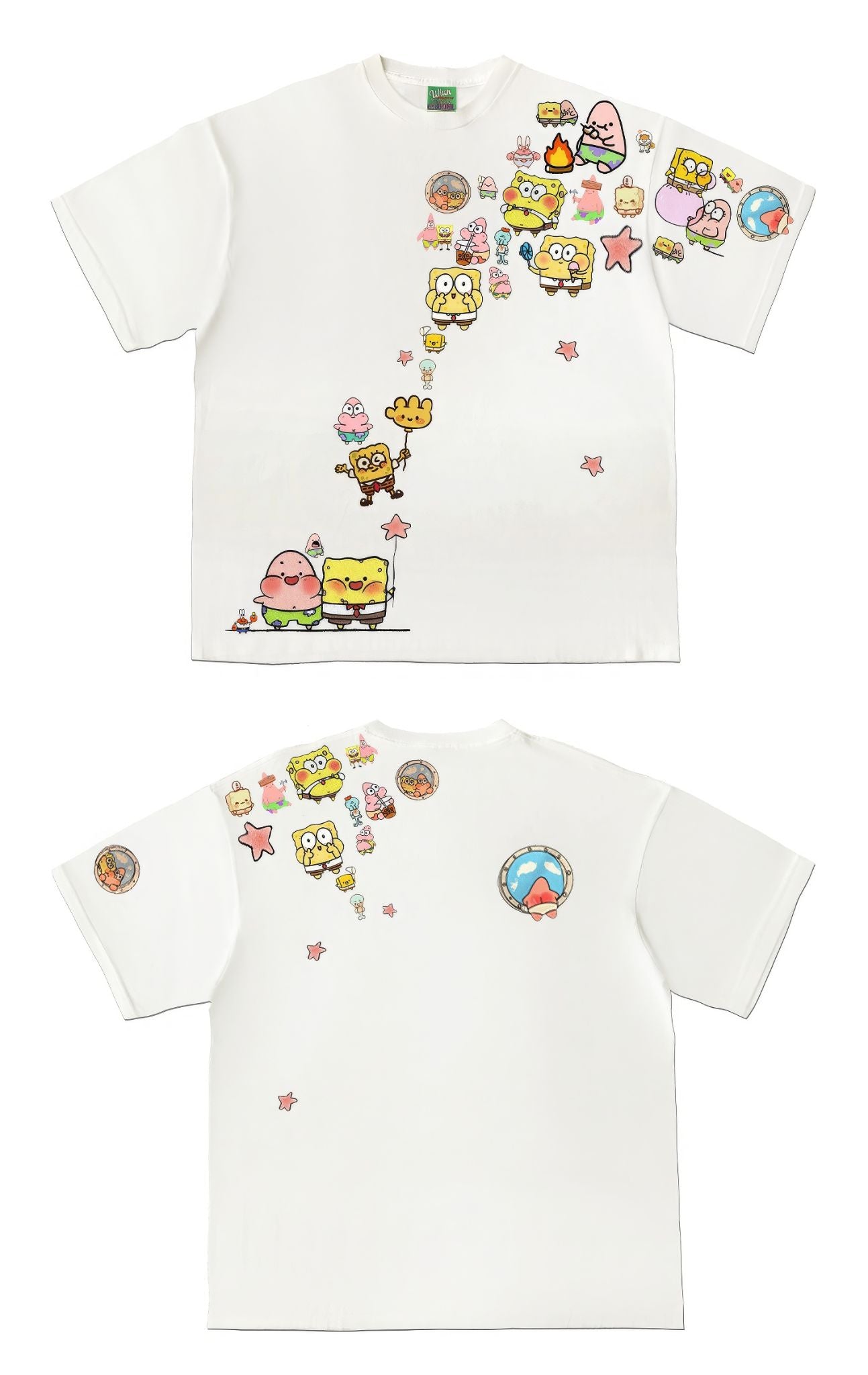 Abstract Sponge Characters Graphic T-Shirt