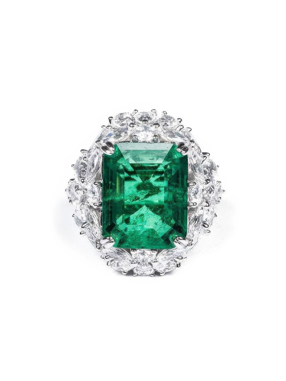 Bague Emerald Cut Inlaid Lab Diamond Ring