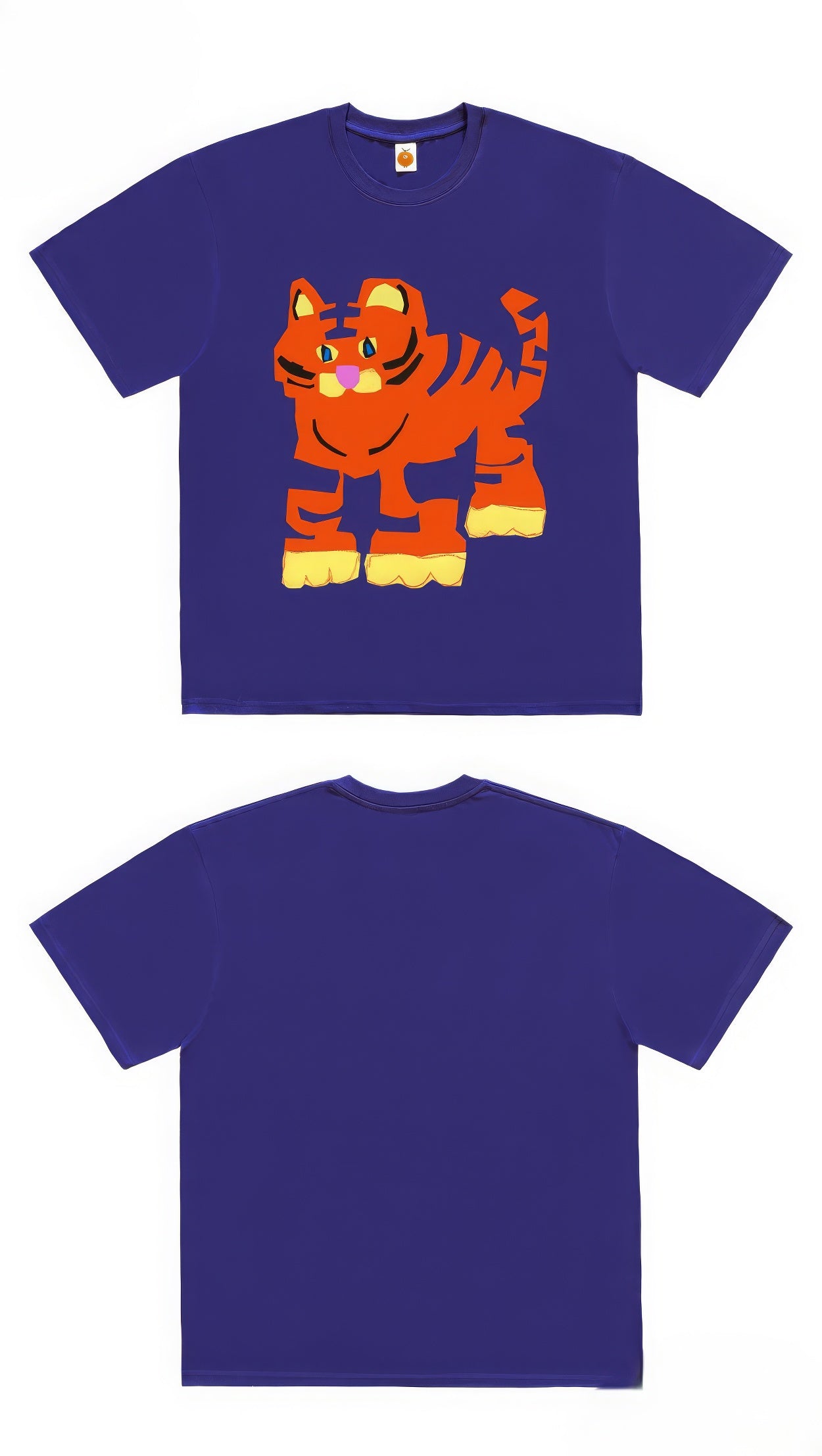 Bold Abstract Tiger Graphic Tee with Cartoon Print