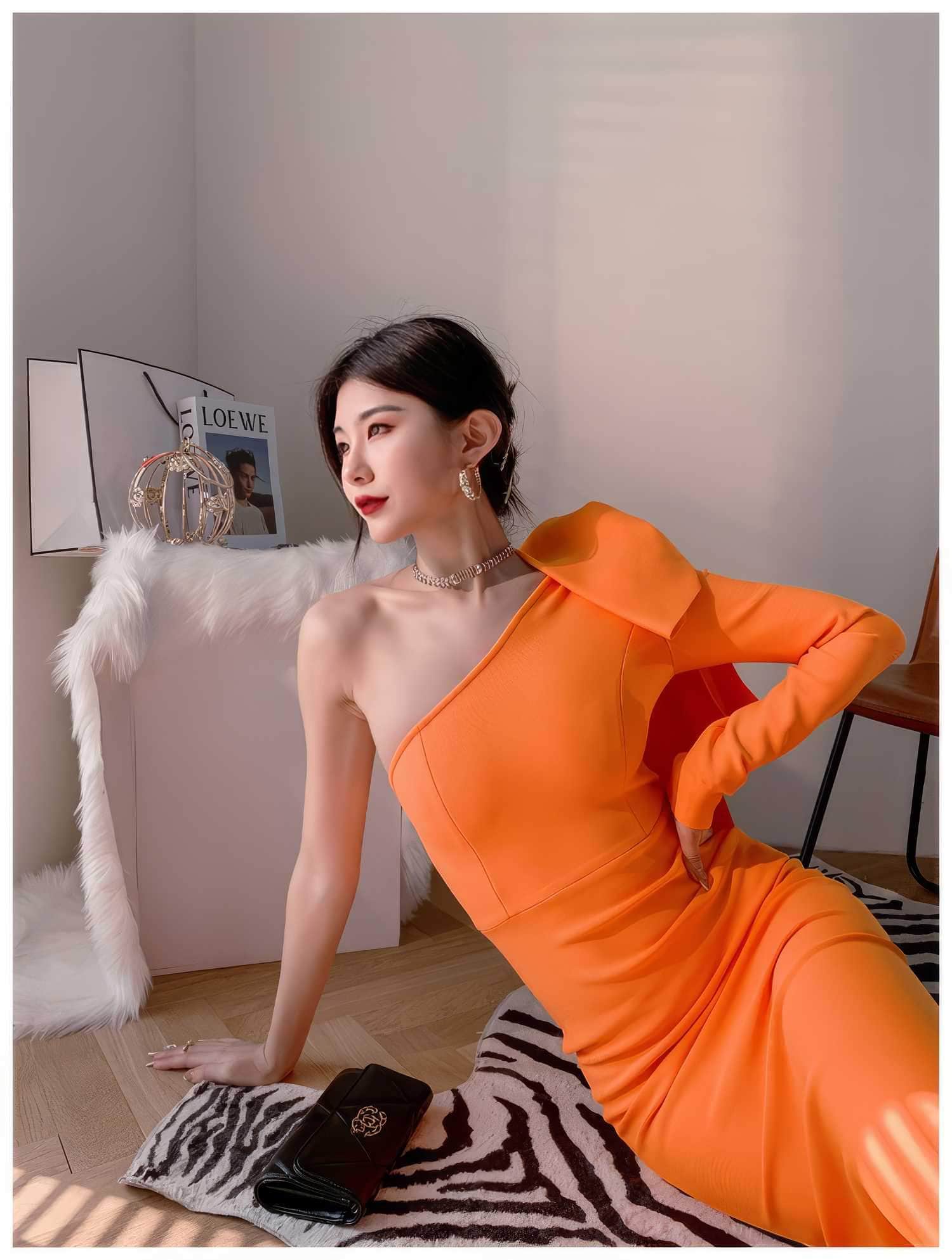 Bow-Knot Shoulder Long Sleeve Dress
