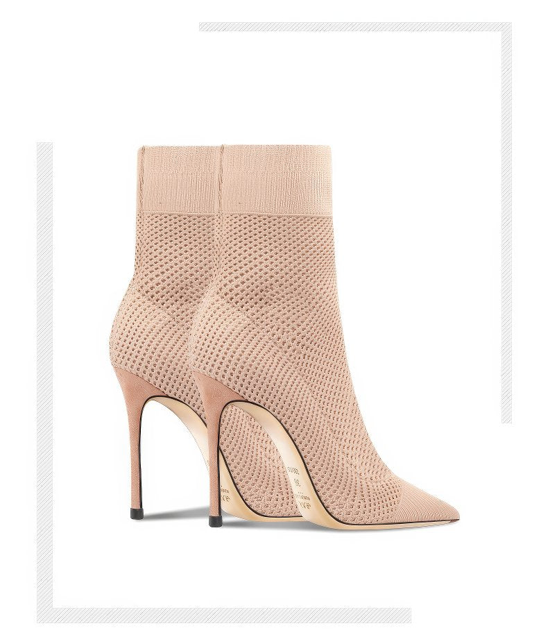 Century Knit Pointed-Toe High Heel Booties for Women