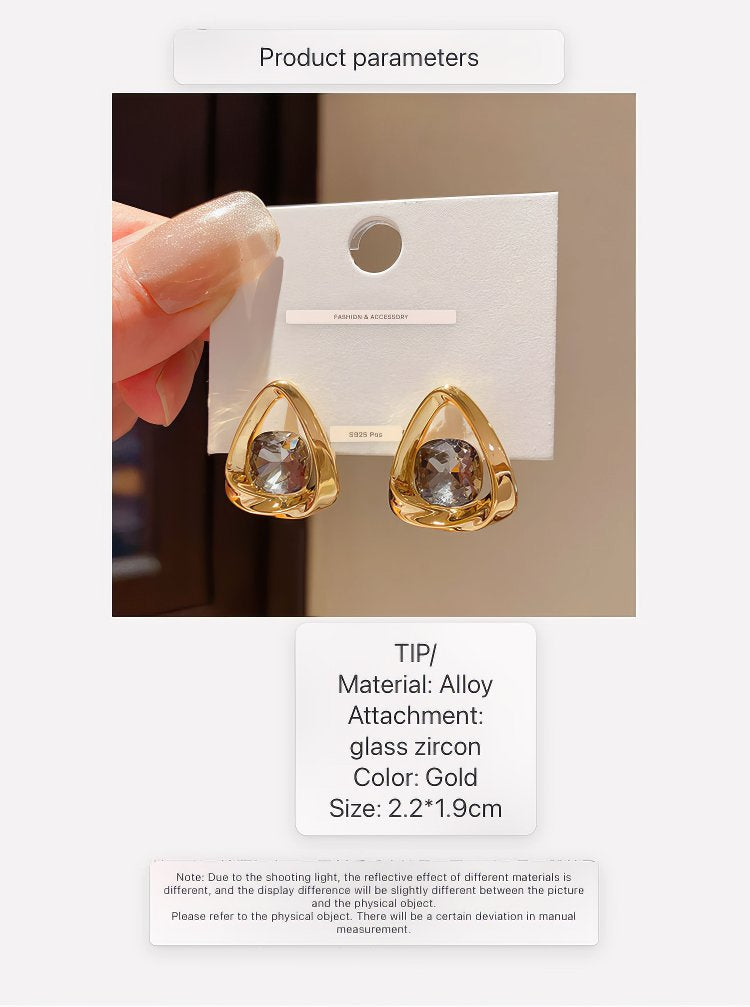 Chic Gold Tone Drop Earrings with Geometric Blue Smooth Accent