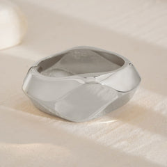 Chunky Geometric and Smooth Gold Tone Hinge Bangles