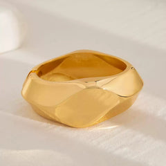 Chunky Geometric and Smooth Gold Tone Hinge Bangles