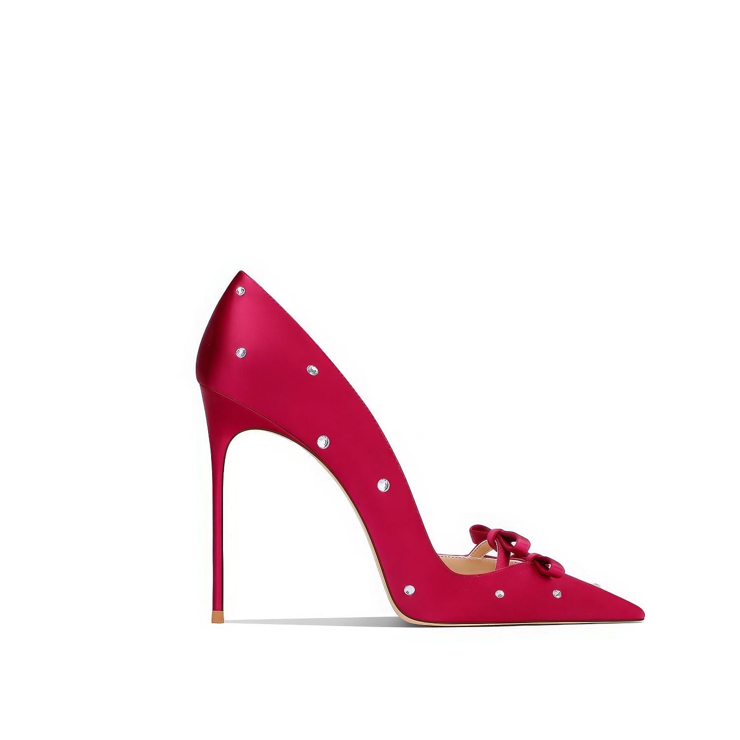Crystal Embellished Pointed-Toe Stiletto Pumps with Bow Accent