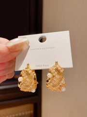 Cubic Zirconia and Faux Pearl Embellished Hoop Earrings