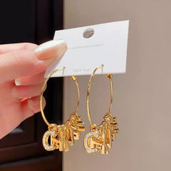 Delicate Hoop Earrings with Dangling Letter Charms