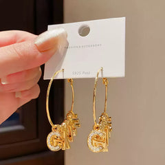 Delicate Hoop Earrings with Dangling Letter Charms