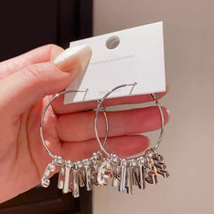 Delicate Hoop Earrings with Dangling Letter Charms