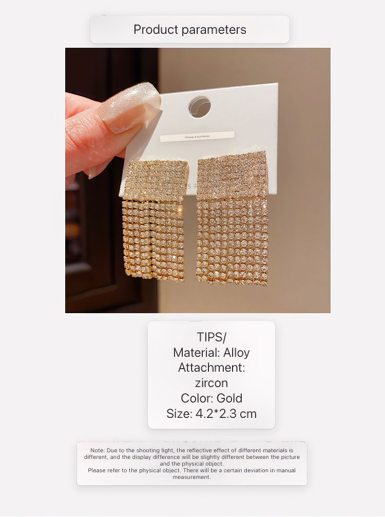 Elegant Gold Tone Rectangular Drop Earrings with Pave Cubic Zirconia Top