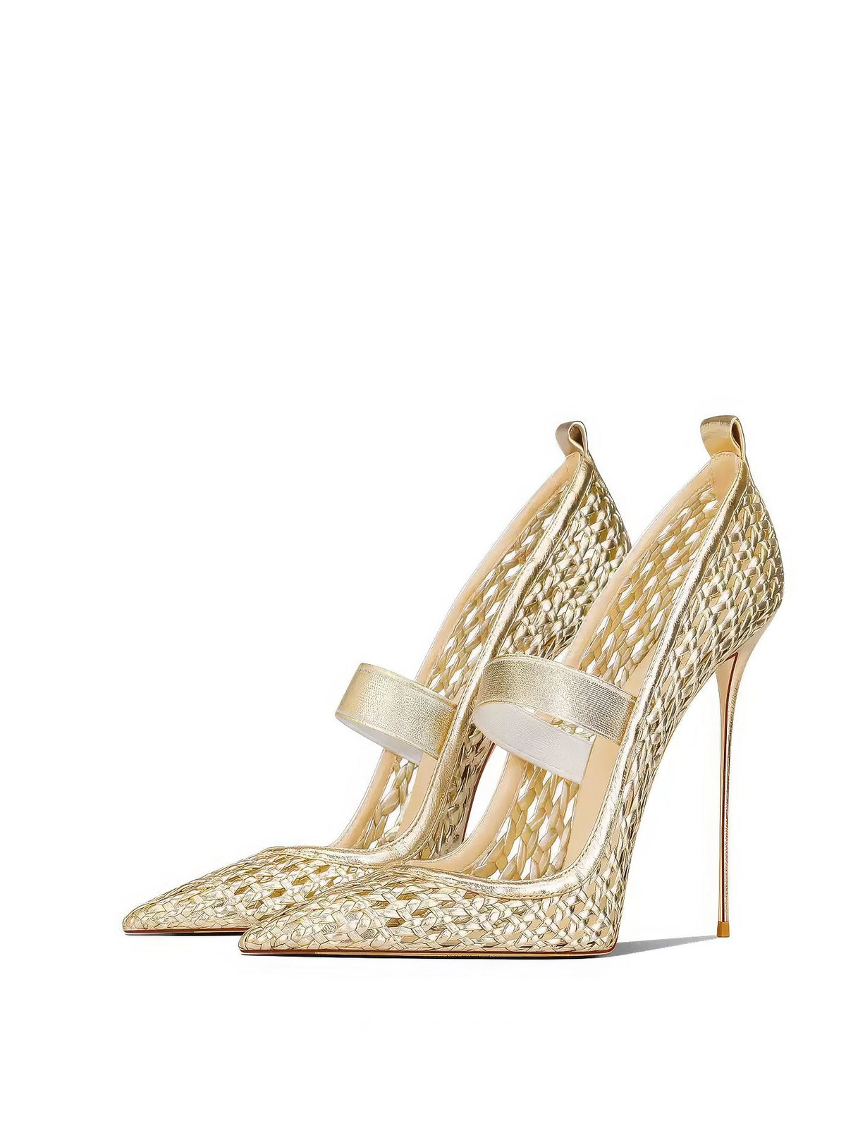 Elegant Metallic Mesh Pointed-Toe Stiletto Heels