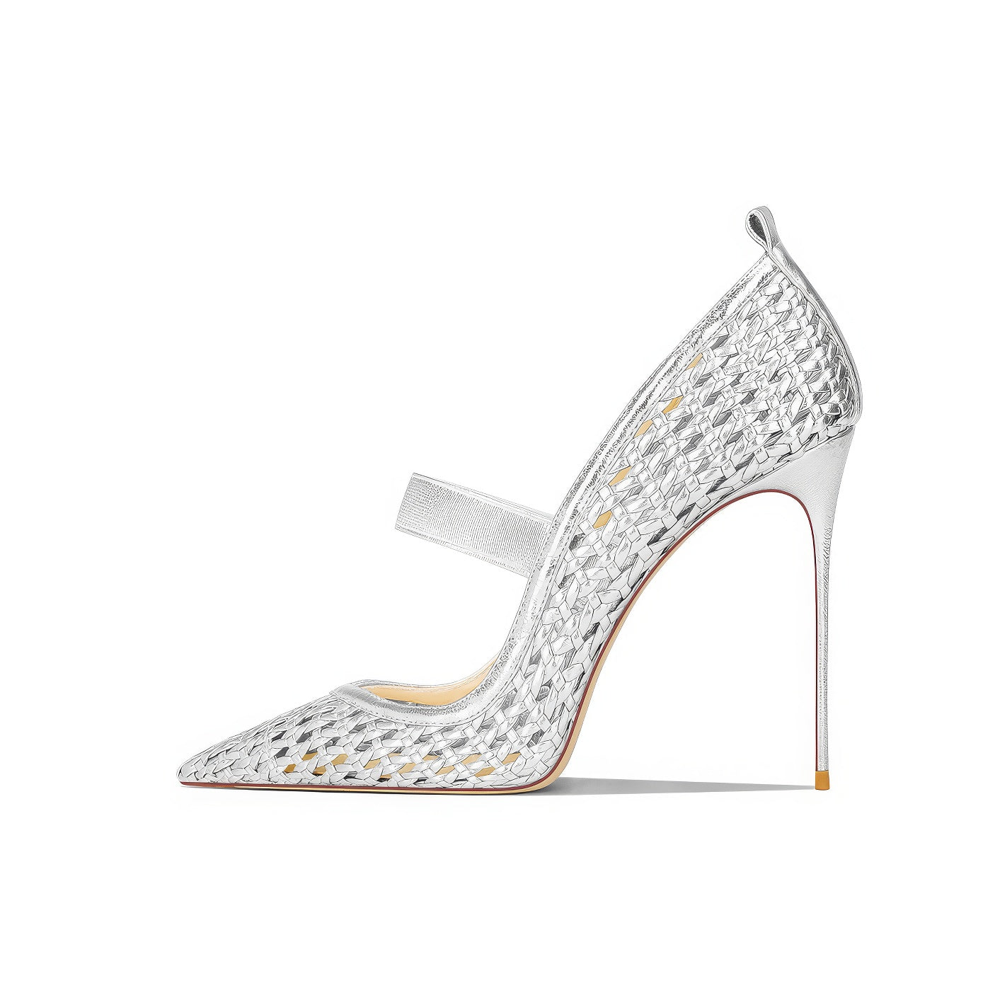 Elegant Metallic Mesh Pointed-Toe Stiletto Heels