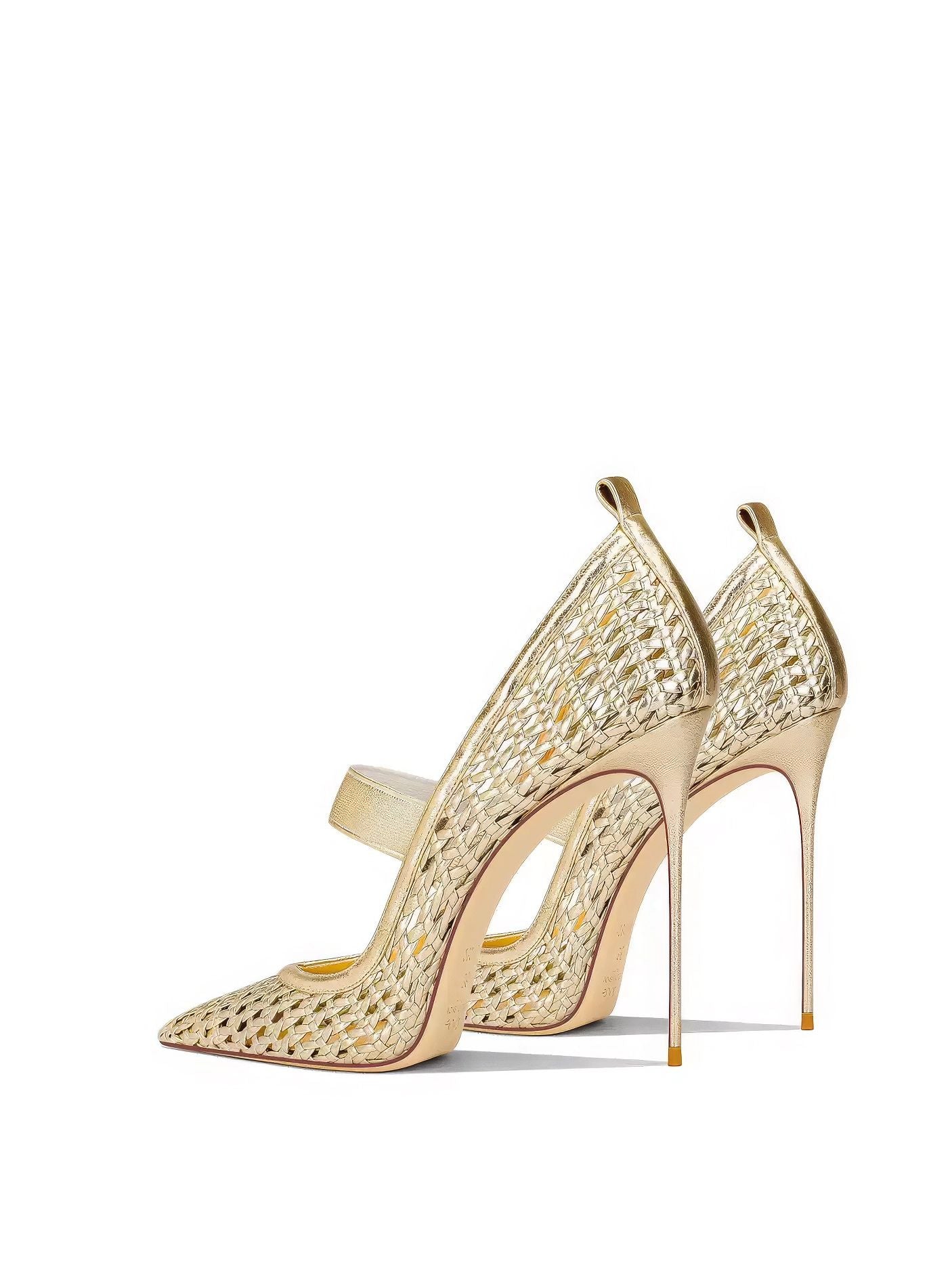 Elegant Metallic Mesh Pointed-Toe Stiletto Heels