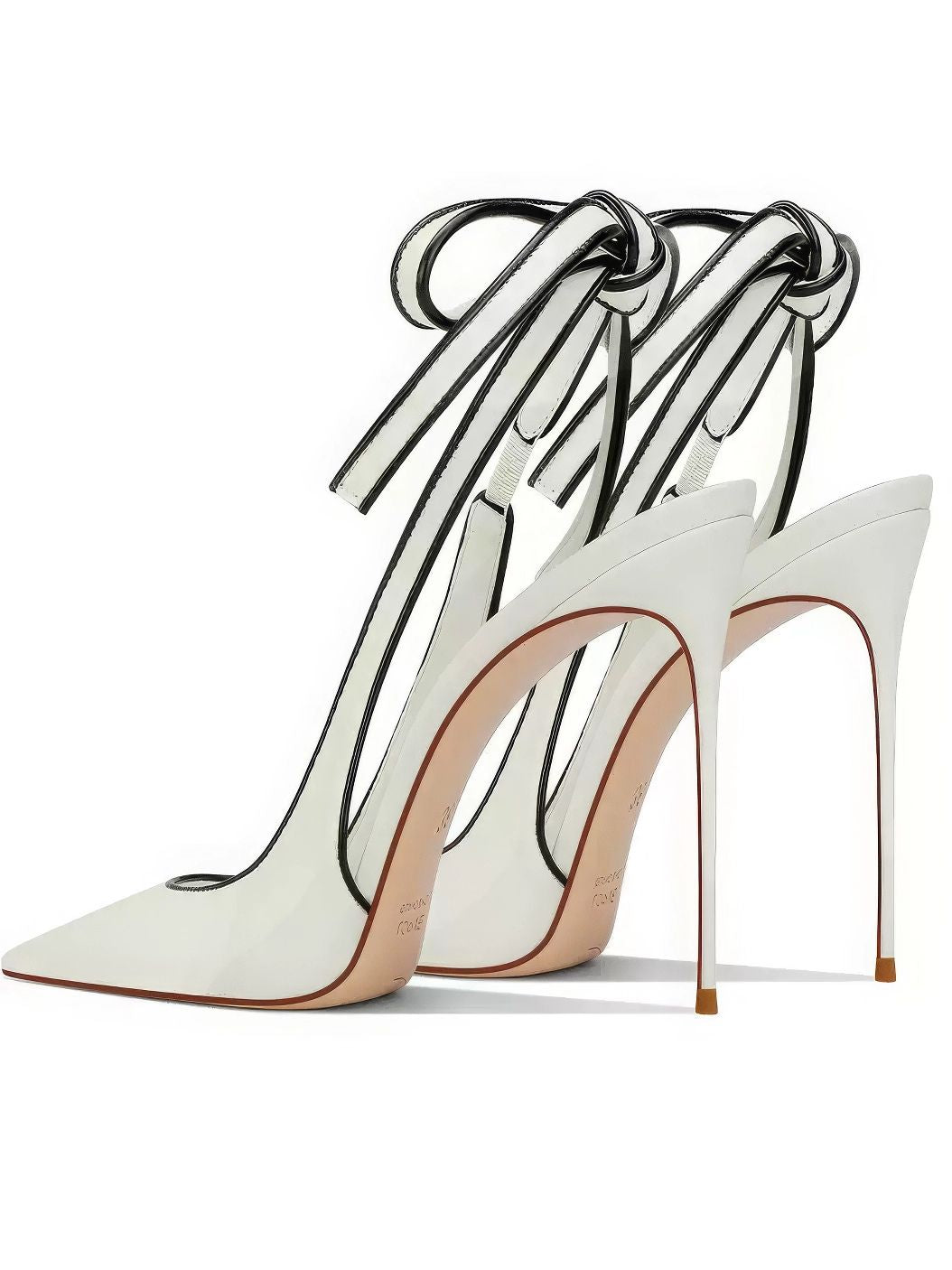 Elegant Pointed-Toe Stiletto Heels with Bow-Tied Ankle Straps