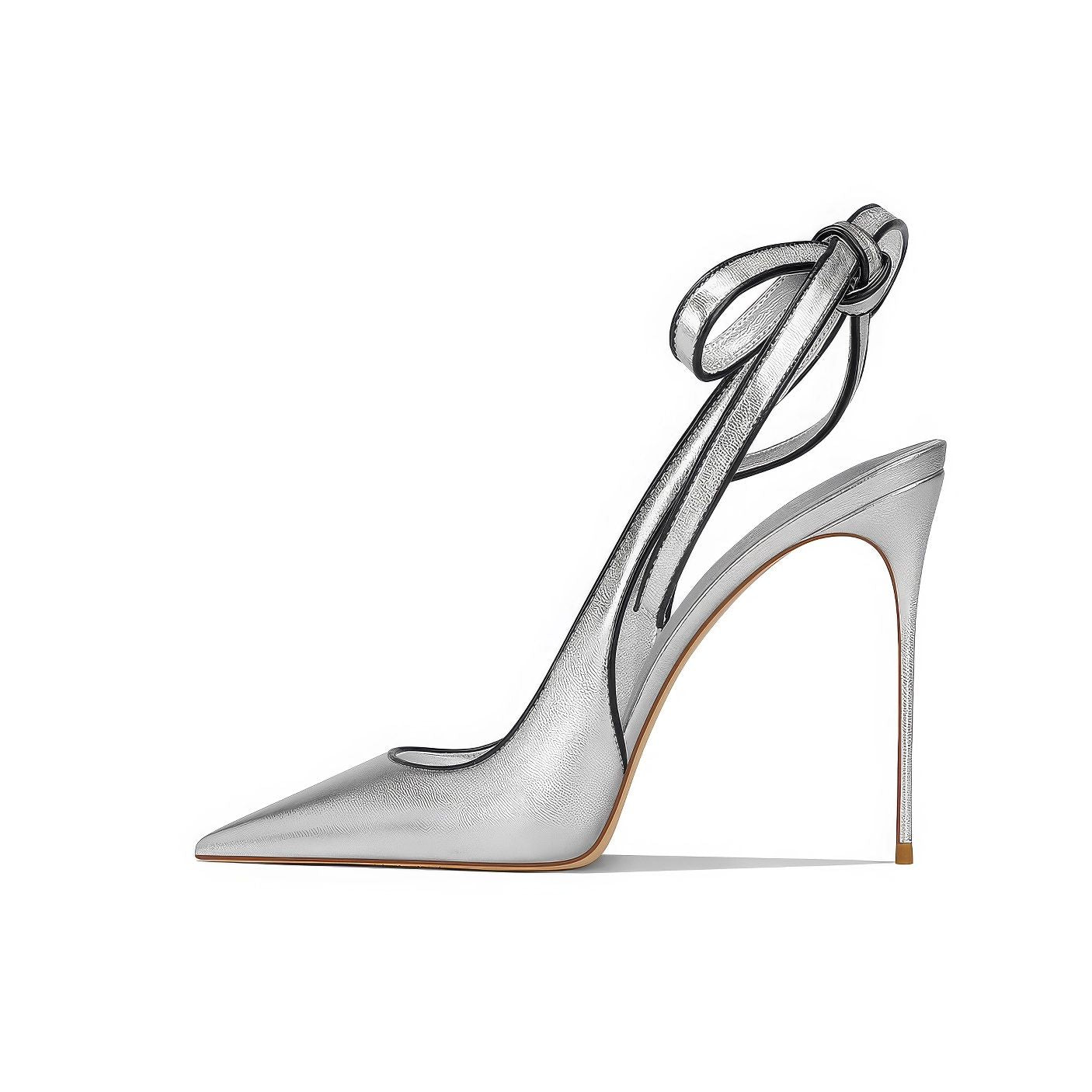 Elegant Pointed-Toe Stiletto Heels with Bow-Tied Ankle Straps