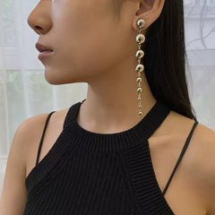 Extra Long Graduated Ball Drop Statement Earrings