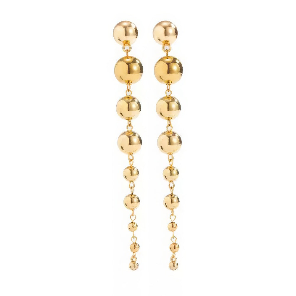 Extra Long Graduated Ball Drop Statement Earrings