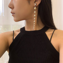 Extra Long Graduated Ball Drop Statement Earrings