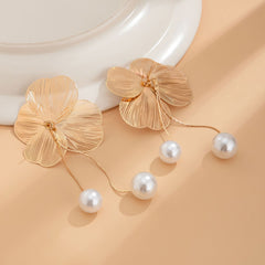 Filigree Flower Pearl Drop Earrings