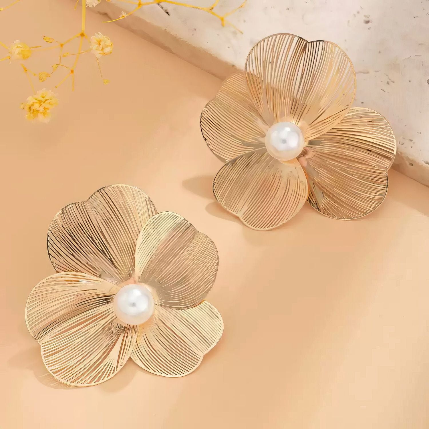 Filigree Flower Pearl Drop Earrings