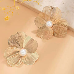 Filigree Flower Pearl Drop Earrings