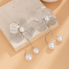 Filigree Flower Pearl Drop Earrings