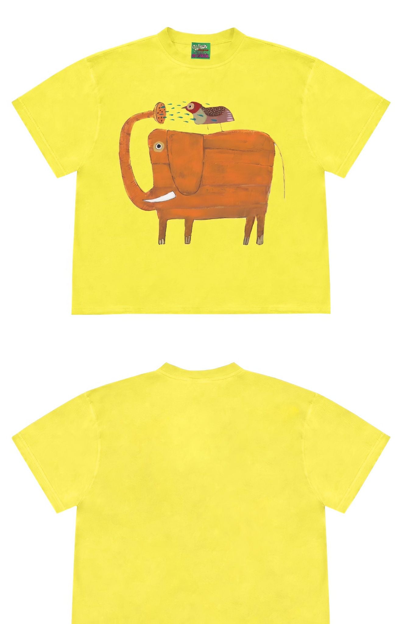 Funny Animal Graphic T-Shirt with Elephant and Bird