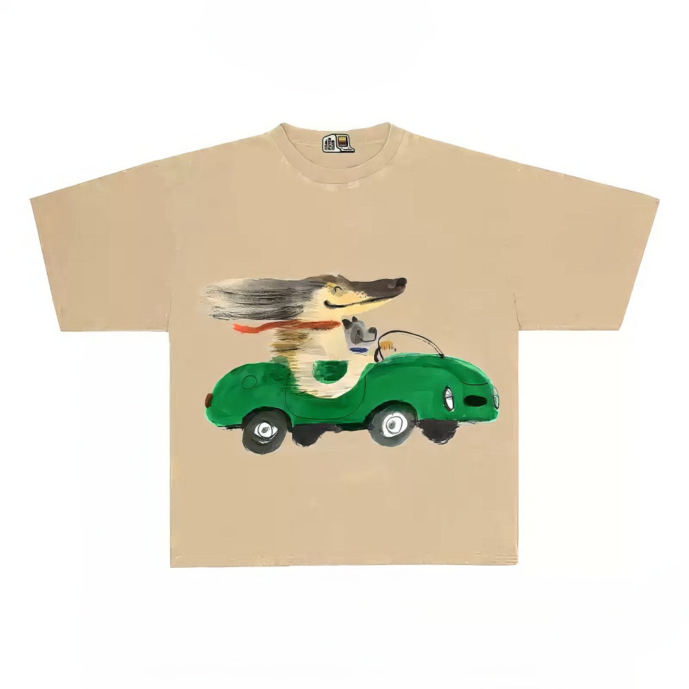 Funny Dog Driving Car Graphic T-Shirt