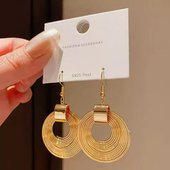 Gold Tone Drop Earrings with Layered Clear Acrylic Circles