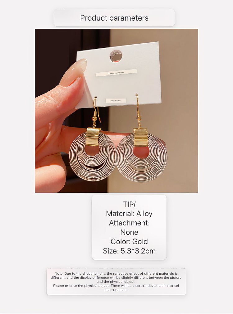 Gold Tone Drop Earrings with Layered Clear Acrylic Circles