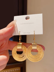 Gold Tone Drop Earrings with Layered Clear Acrylic Circles