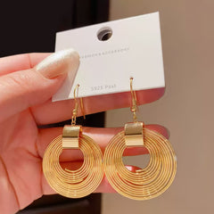 Gold Tone Drop Earrings with Layered Clear Acrylic Circles