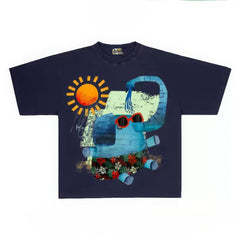 Graphic Tee with Elephant and Sunglasses