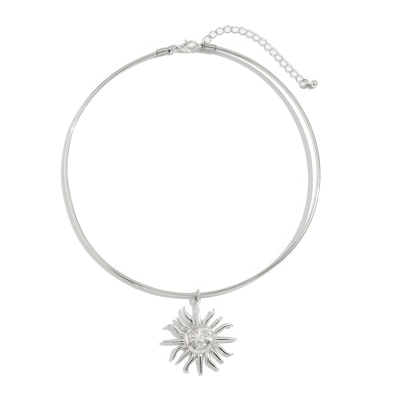 Happy Sun Pendant Wire Choker Necklace