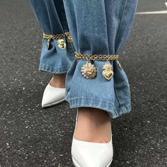 Heavy Sacred Heart Charm Chain Anklet