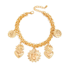 Heavy Sacred Heart Charm Chain Anklet