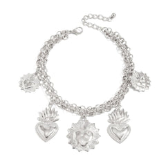 Heavy Sacred Heart Charm Chain Anklet