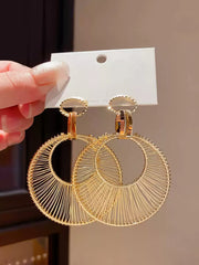 Hollow Round Drop Dangle Earrings with Intricate Wire Design